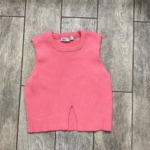 Zara pink crop top sleeveless with cut out medium